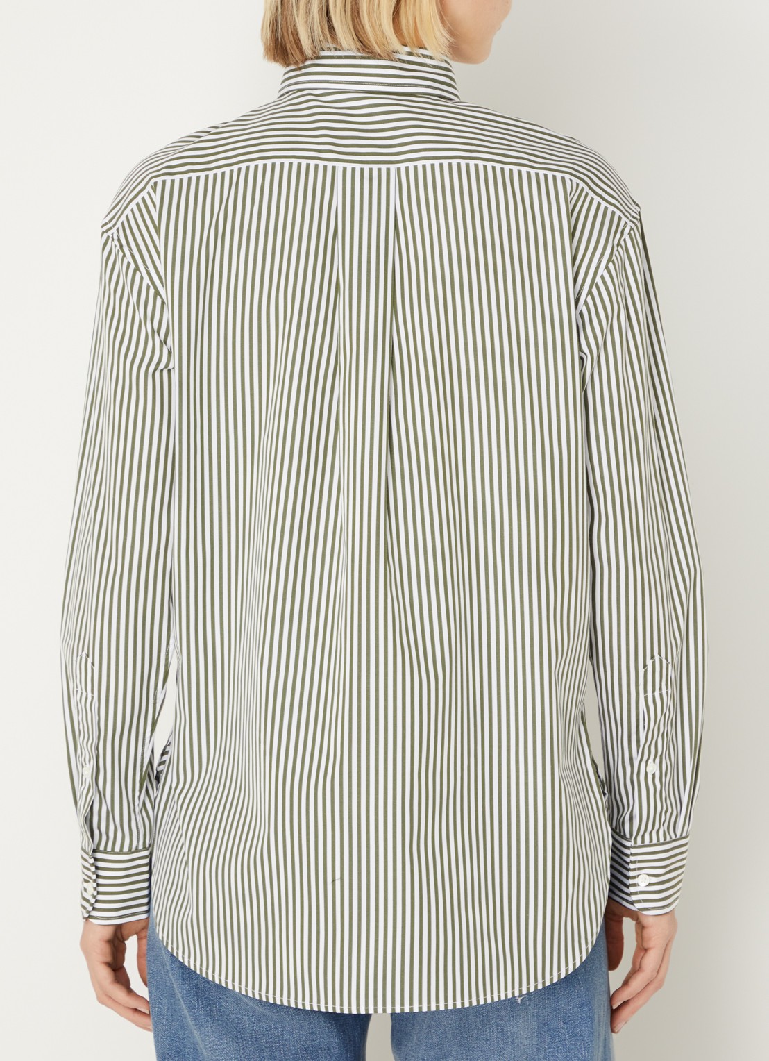 Ralph Lauren Blouse met streepprint en logoborduring - achterkant 4 legergroen
