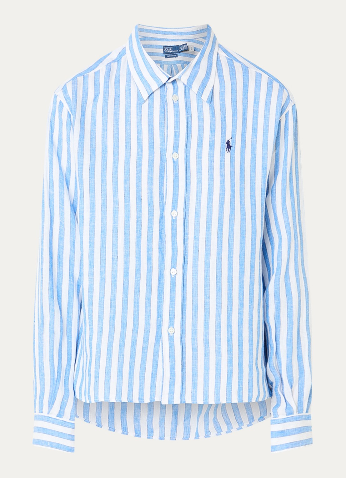Ralph Lauren Blouse met streepprint en logoborduring - voorkant 2 blauw