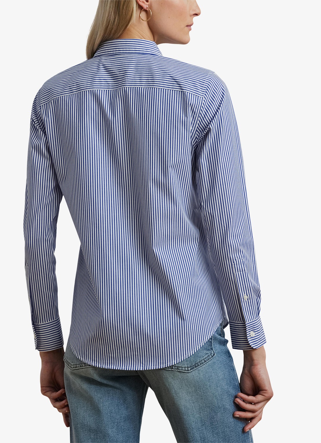 Ralph Lauren Blouse met streepprint en logoborduring - achterkant 3 blauw