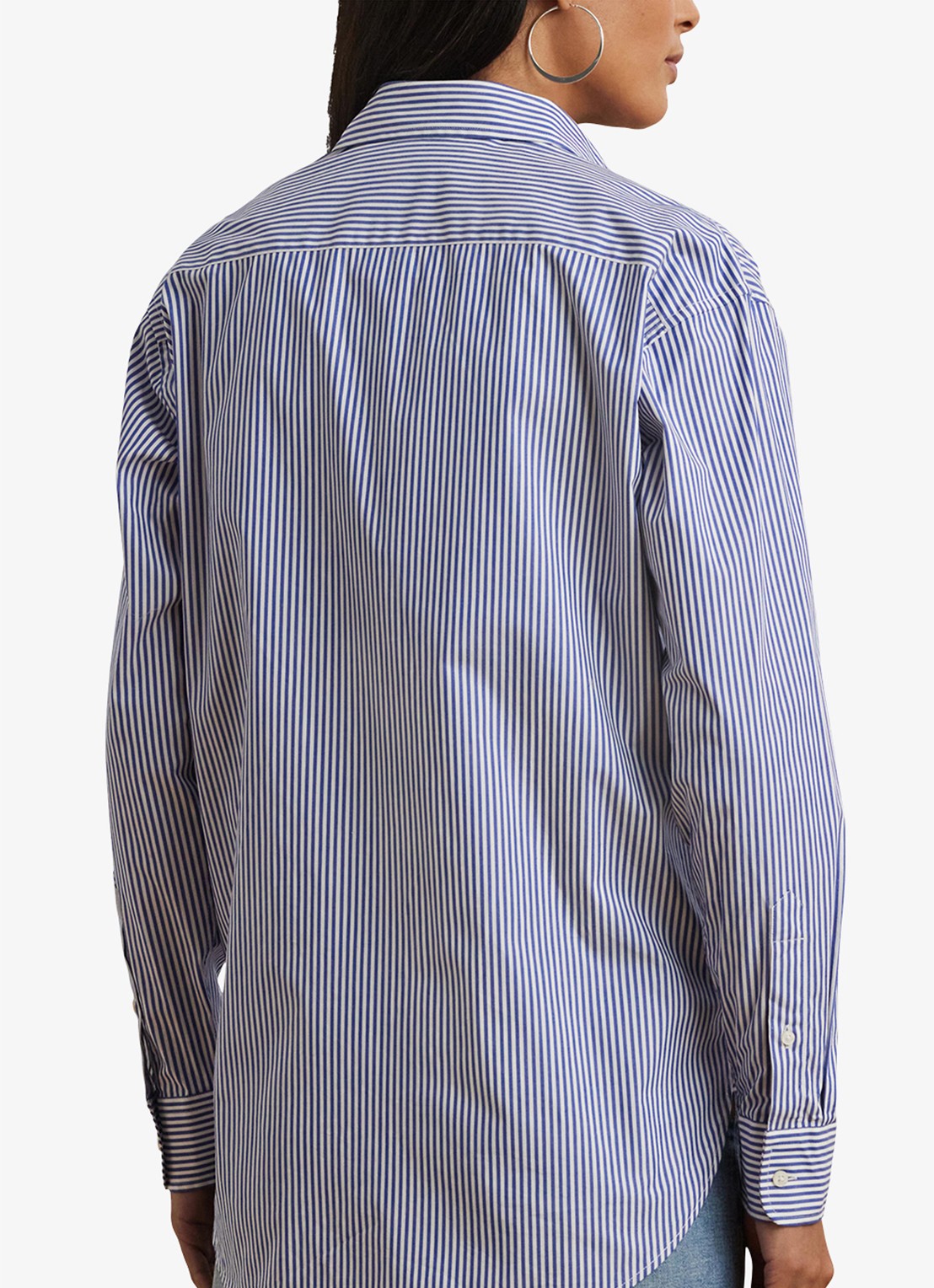 Ralph Lauren Blouse met streepprint en logoborduring - achterkant 3 blue / blauw