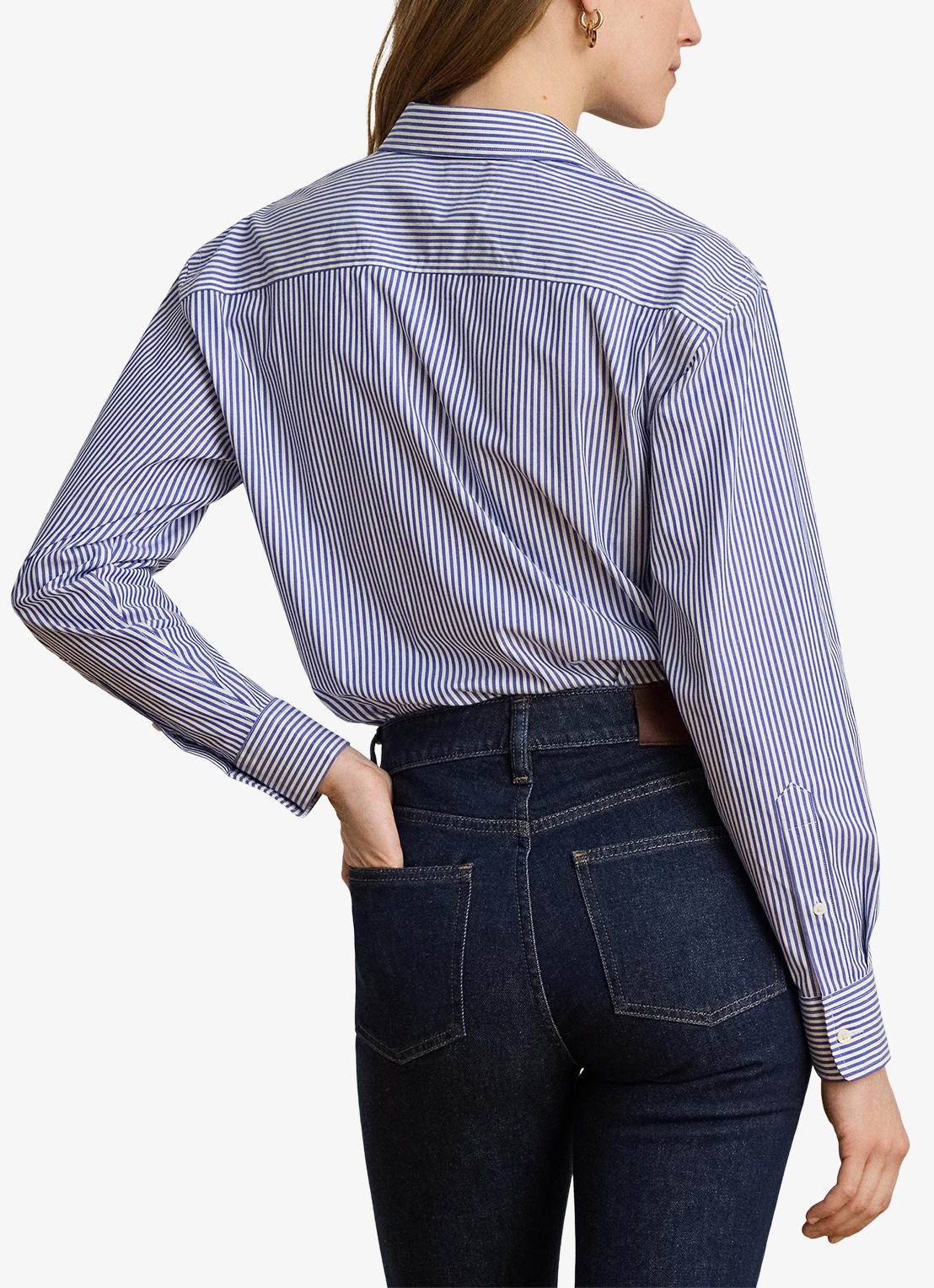 Ralph Lauren Blouse met streepprint en logoborduring - achterkant blue / blauw