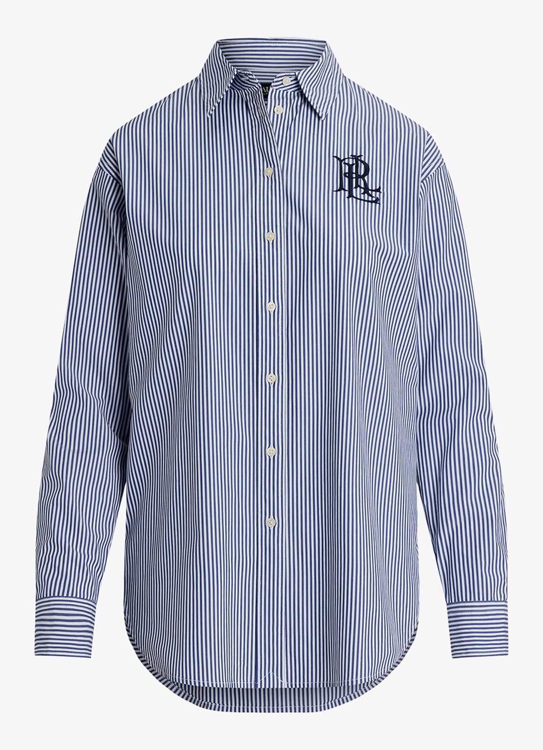 Ralph Lauren Blouse met streepprint en logoborduring - voorkant 4 blue / blauw