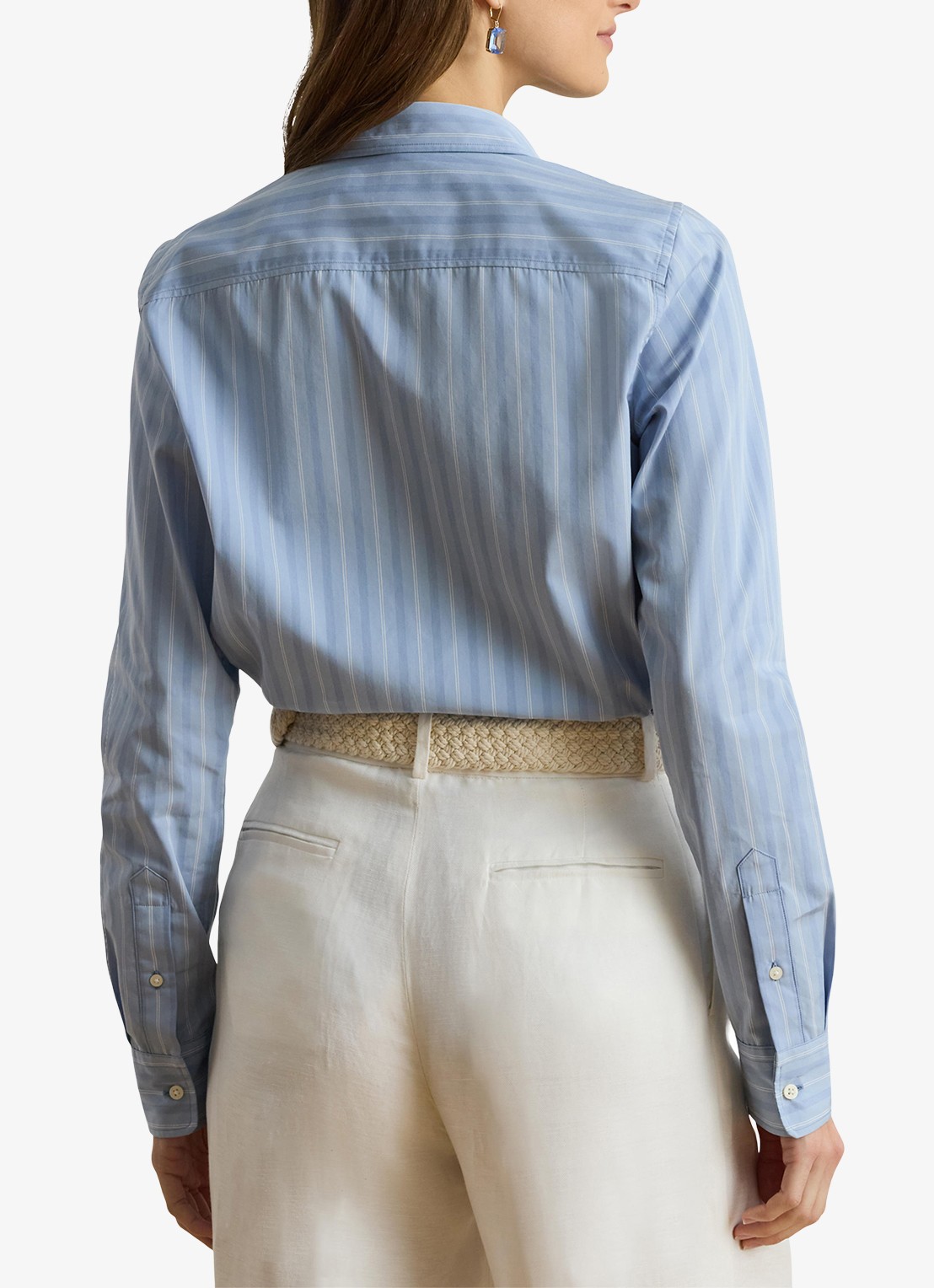 Ralph Lauren Blouse met streepprint en logoborduring - achterkant 3 blue/white / blauw