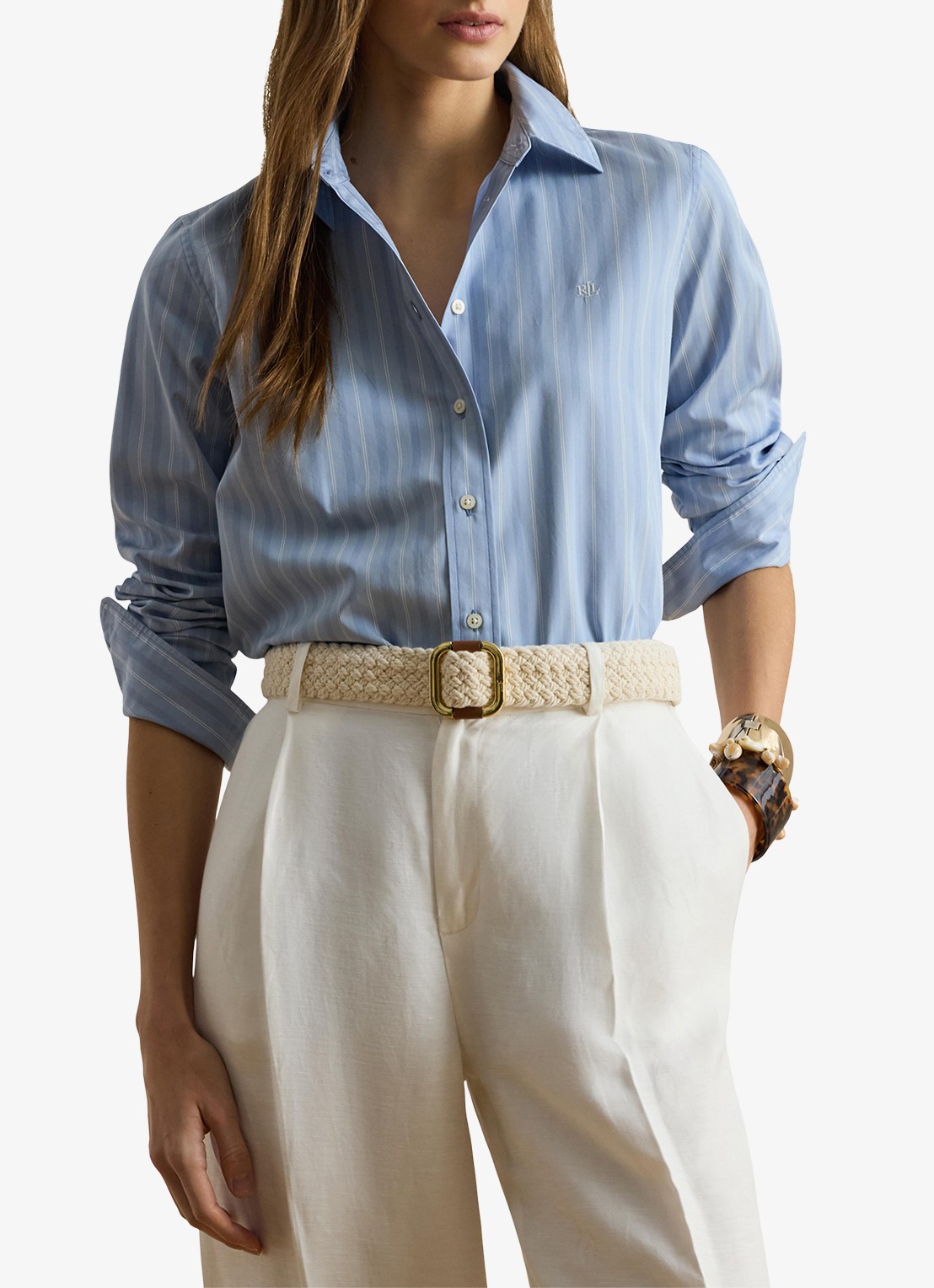 Ralph Lauren Blouse met streepprint en logoborduring - detail 4 blue/white / blauw