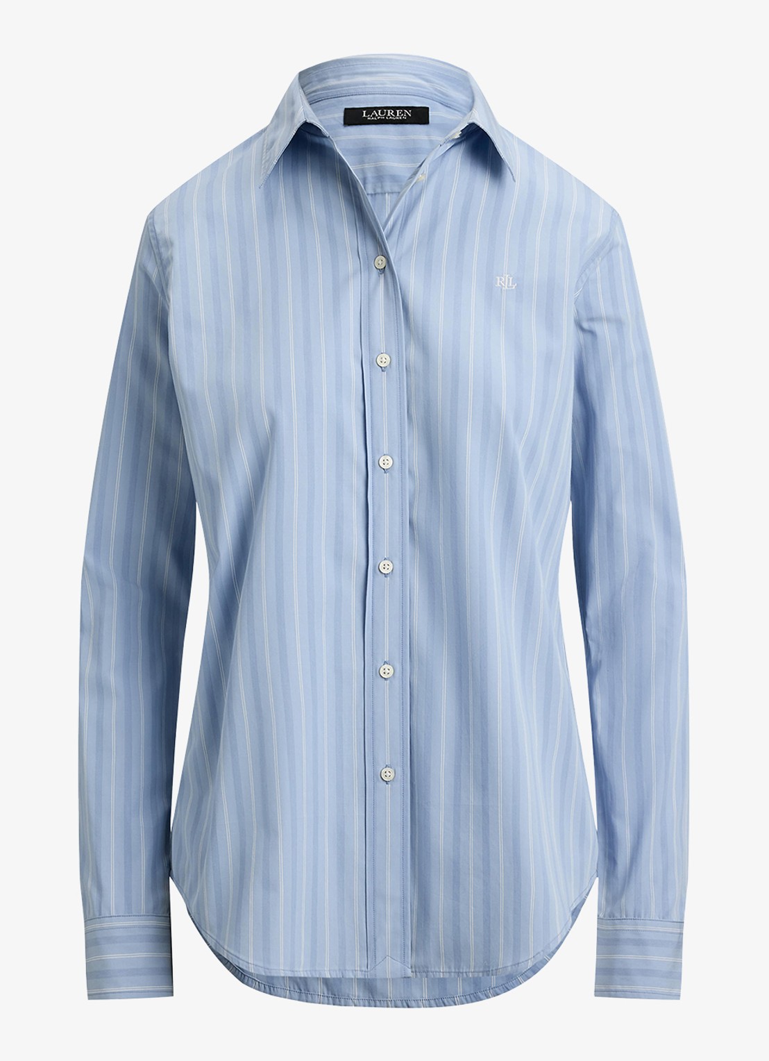 Ralph Lauren Blouse met streepprint en logoborduring - voorkant blue/white / blauw