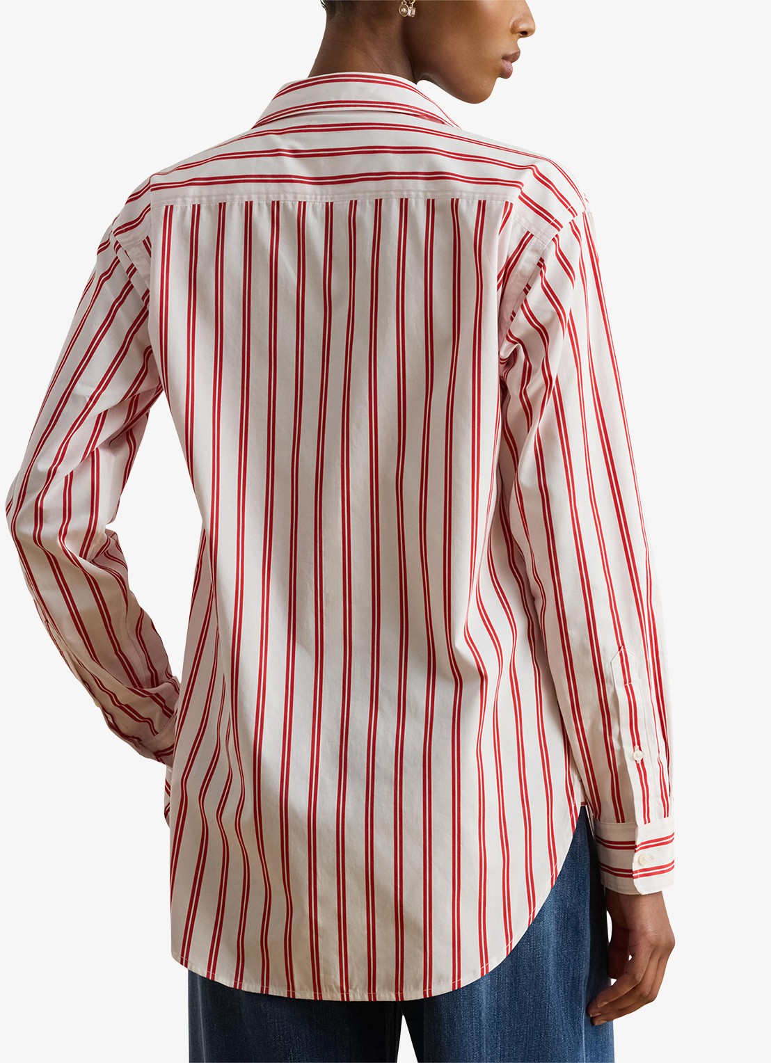 Ralph Lauren Blouse met streepprint en logoborduring - achterkant red white multi / rood