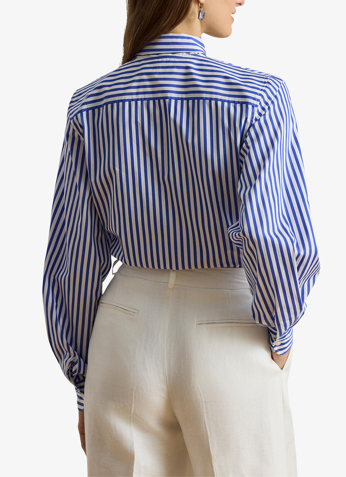 Ralph Lauren Blouse met streepprint en sjaalkraag - achterkant blue / blauw
