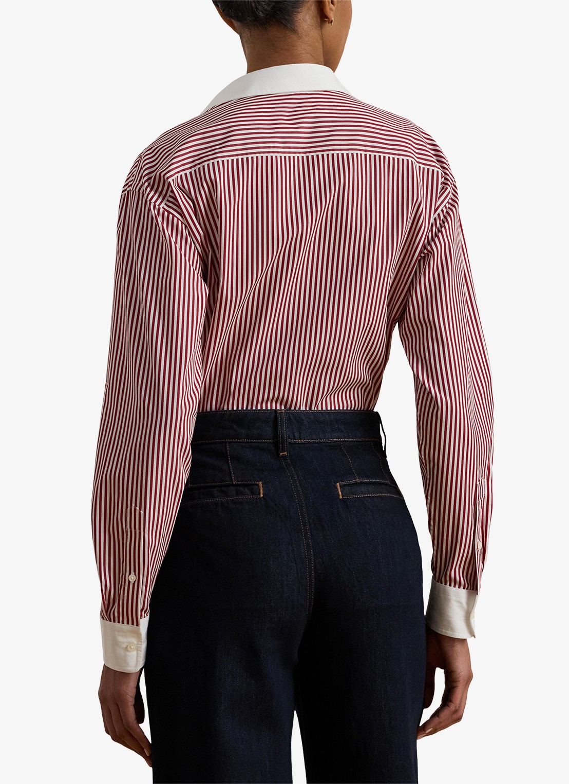 Ralph Lauren Blouse met streepprint  - achterkant 3 bordeauxrood