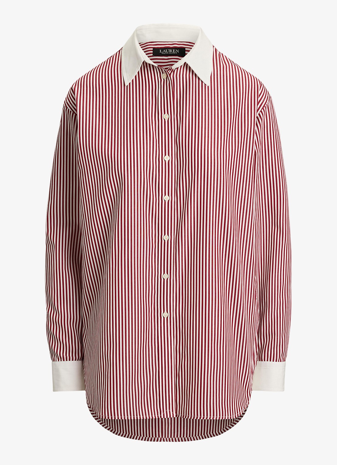 Ralph Lauren Blouse met streepprint  - voorkant bordeauxrood