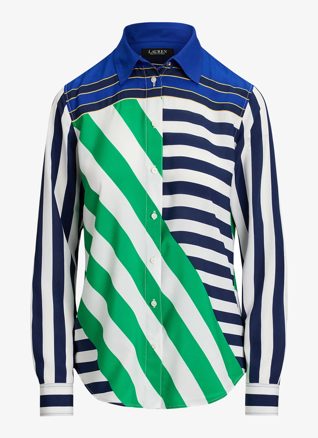 Ralph Lauren Blouse met streepprint - voorkant 4 navy / donkerblauw