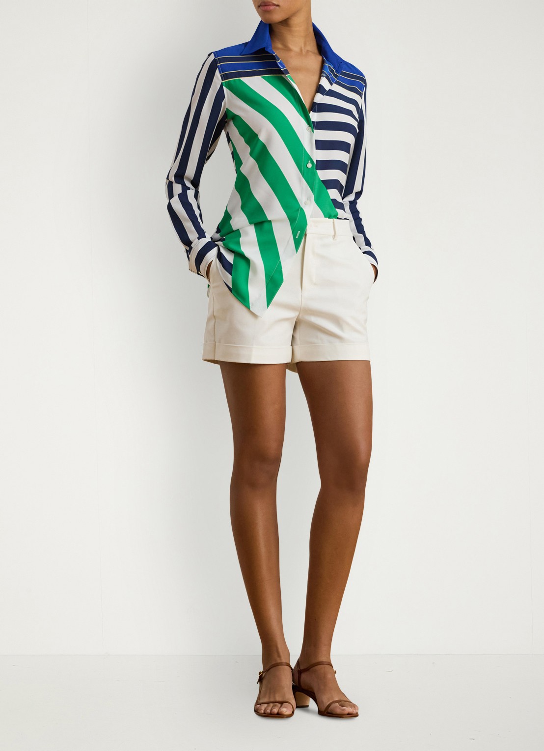 Ralph Lauren Blouse met streepprint - voorkant 5 navy / donkerblauw