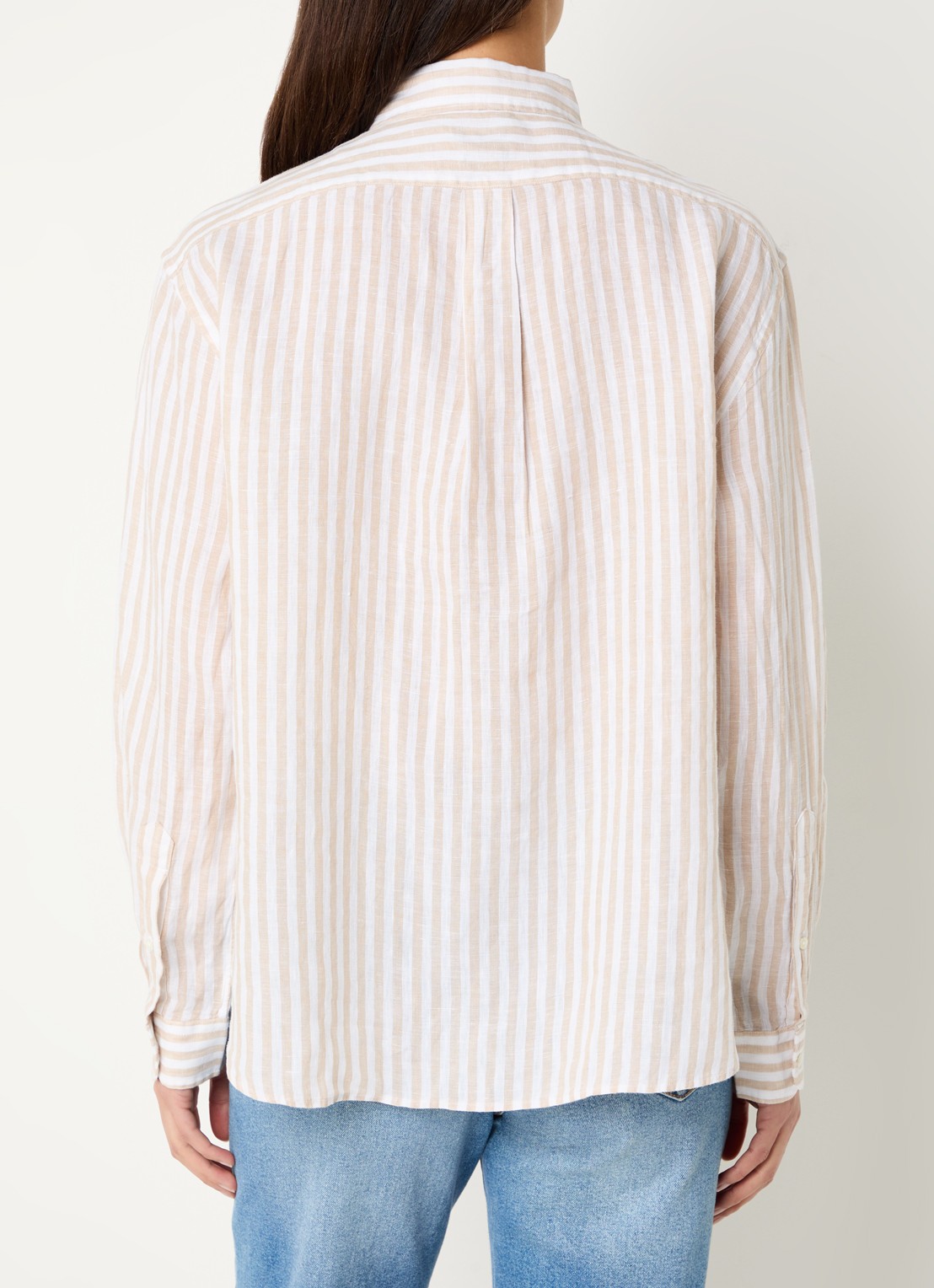Ralph Lauren Blouse van chambray met logo - achterkant 3 beige