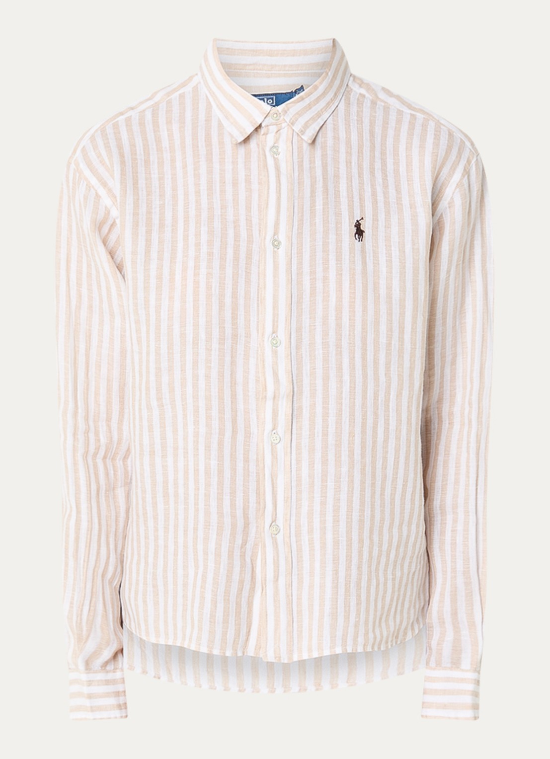 Ralph Lauren Blouse van chambray met logo - voorkant beige