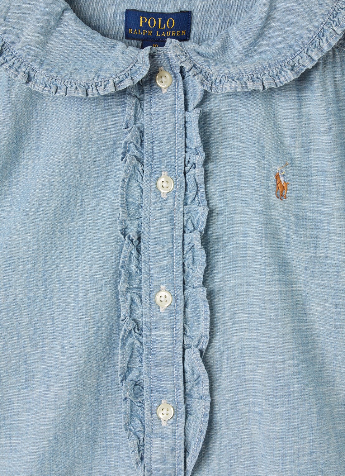 Ralph Lauren Blouse van chambray met logo - detail indigo