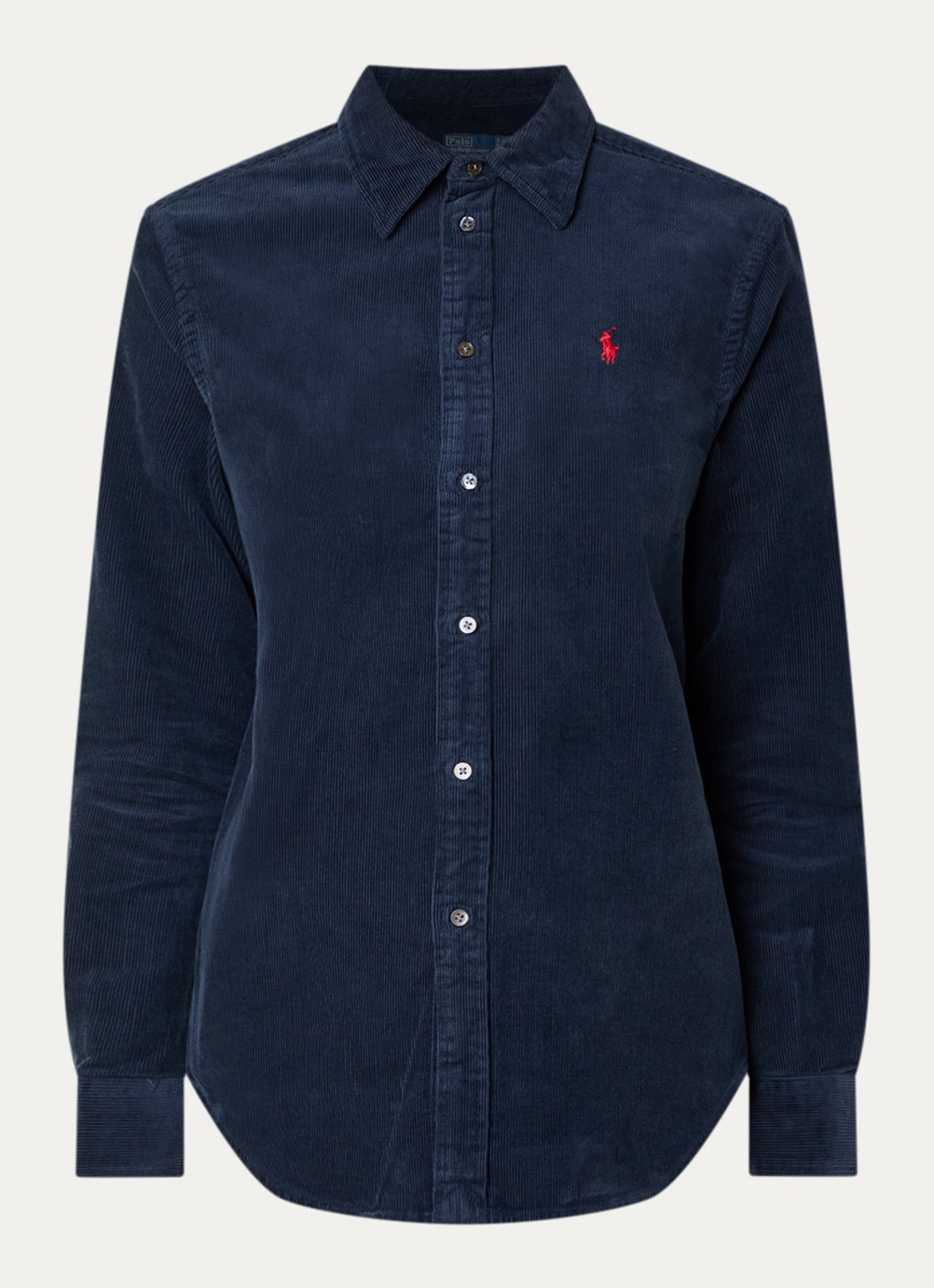 Ralph Lauren Blouse van corduroy met logoborduring - voorkant donkerblauw
