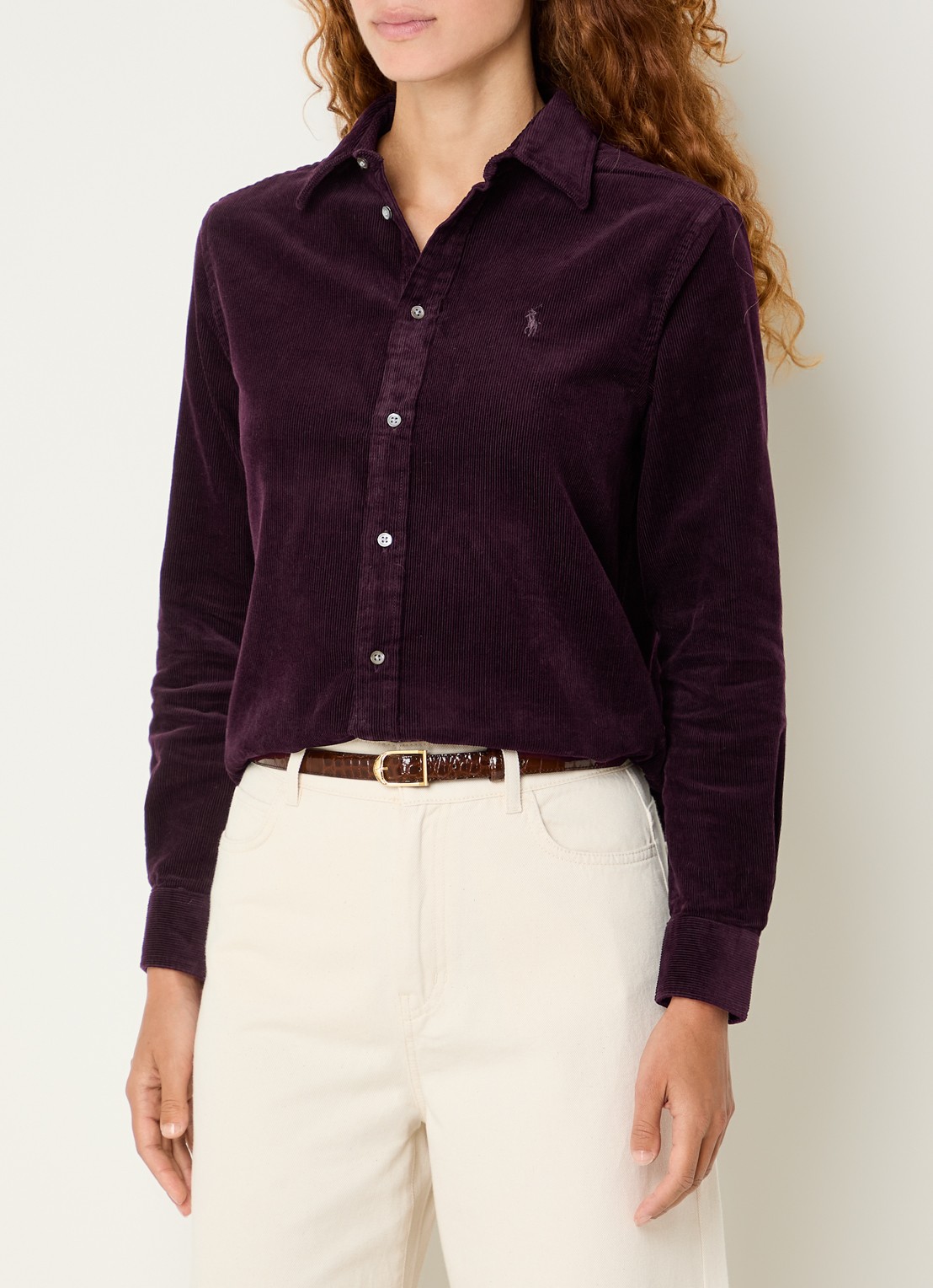 Ralph Lauren Blouse van corduroy - detail 2 aubergine