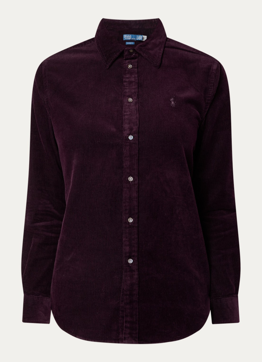Ralph Lauren Blouse van corduroy - voorkant 3 aubergine