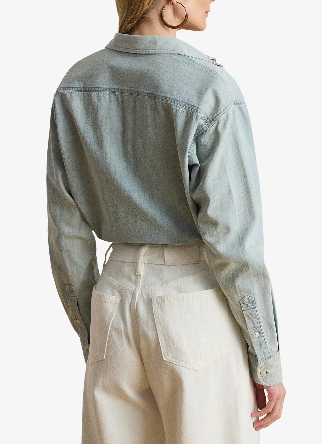 Ralph Lauren Blouse van denim met borstzak - achterkant 5 arilee wash /  blauw