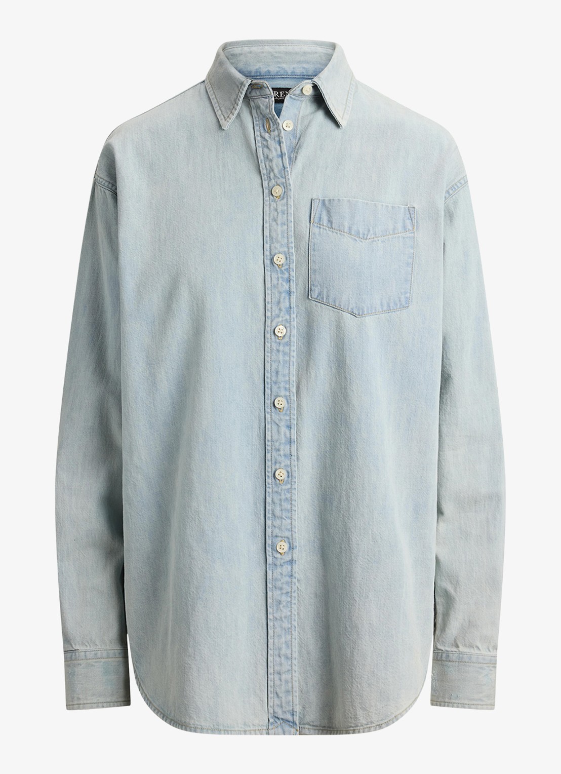 Ralph Lauren Blouse van denim met borstzak - voorkant 3 arilee wash /  blauw