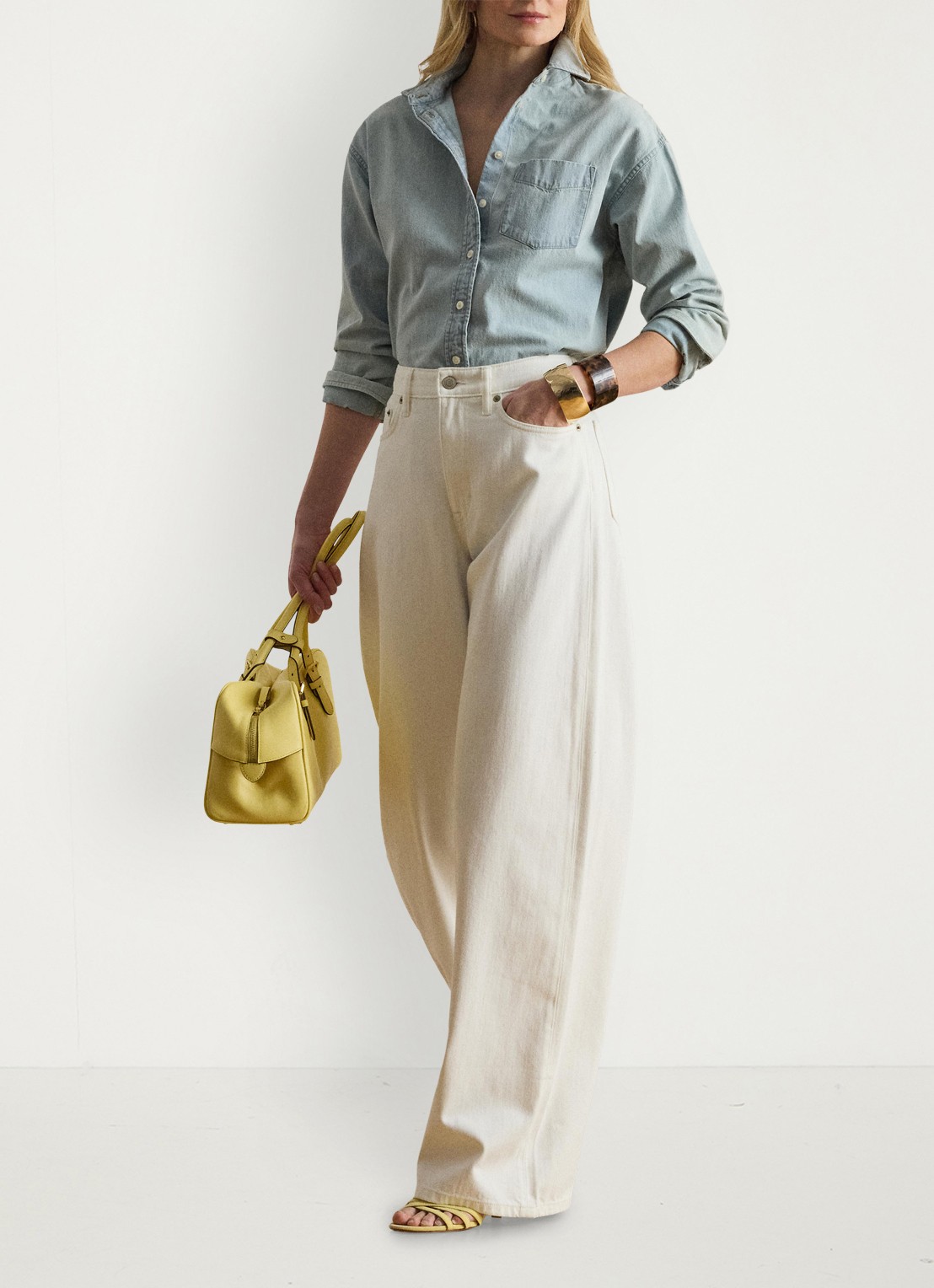 Ralph Lauren Blouse van denim met borstzak - voorkant 4 arilee wash /  blauw