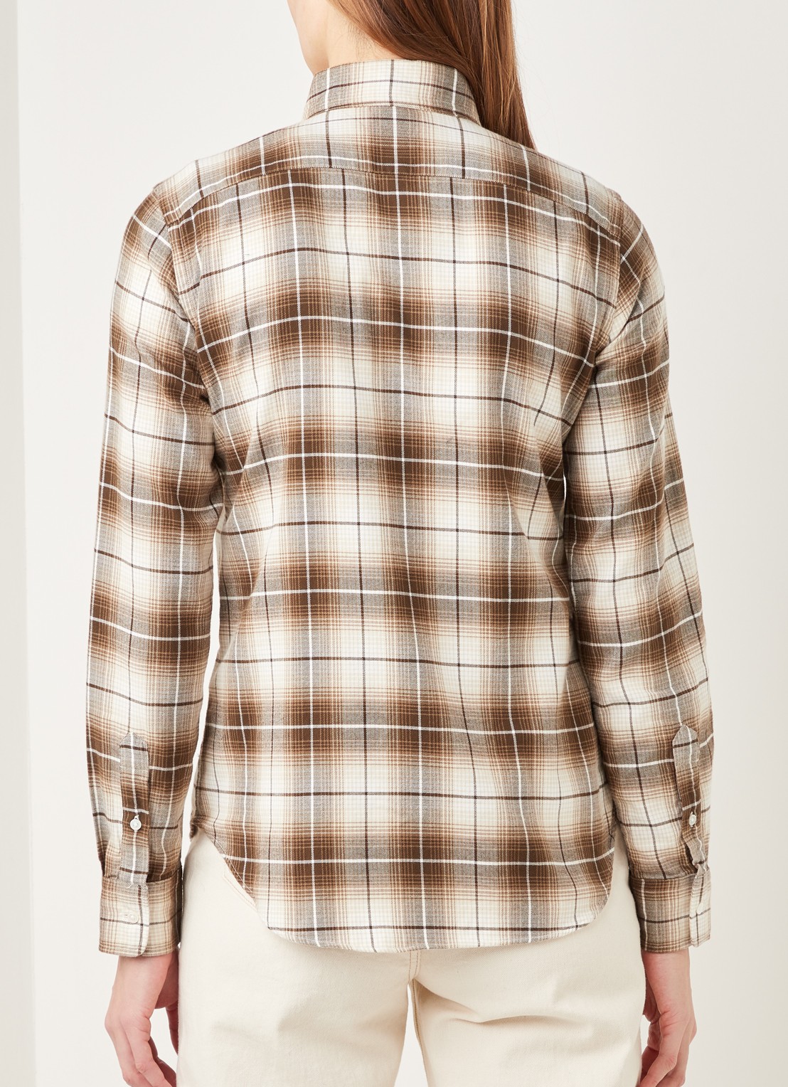 Ralph Lauren Blouse van flanel met ruitdessin - achterkant 2 bruin