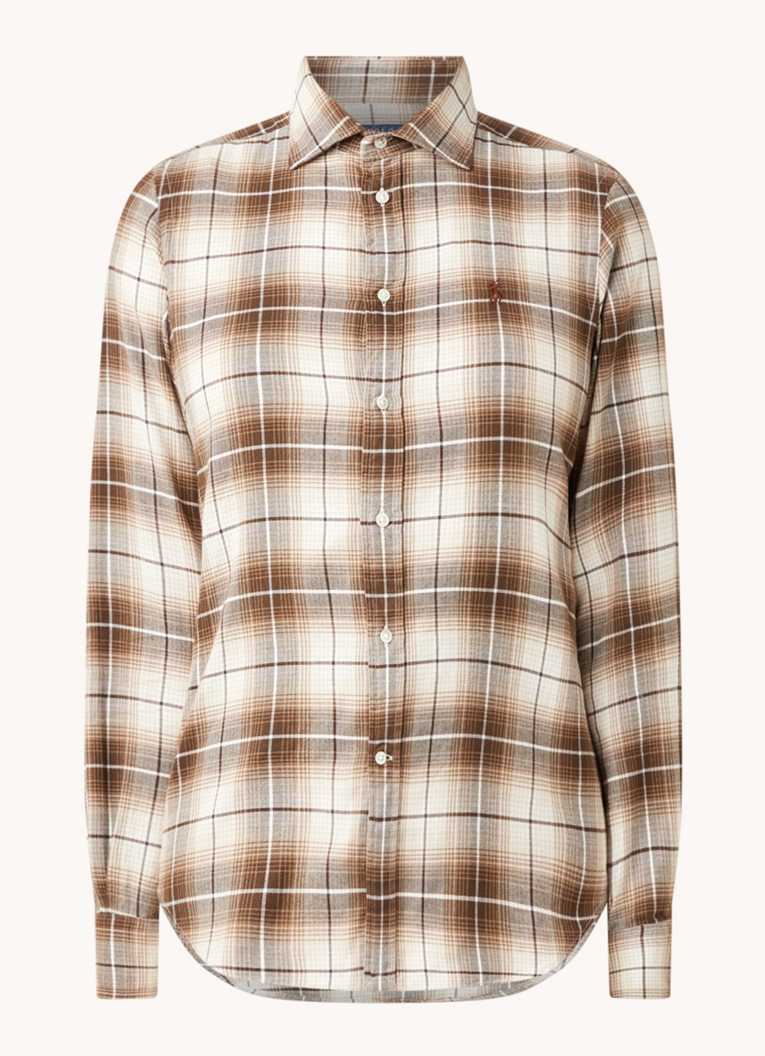 Ralph Lauren Blouse van flanel met ruitdessin - voorkant 3 bruin