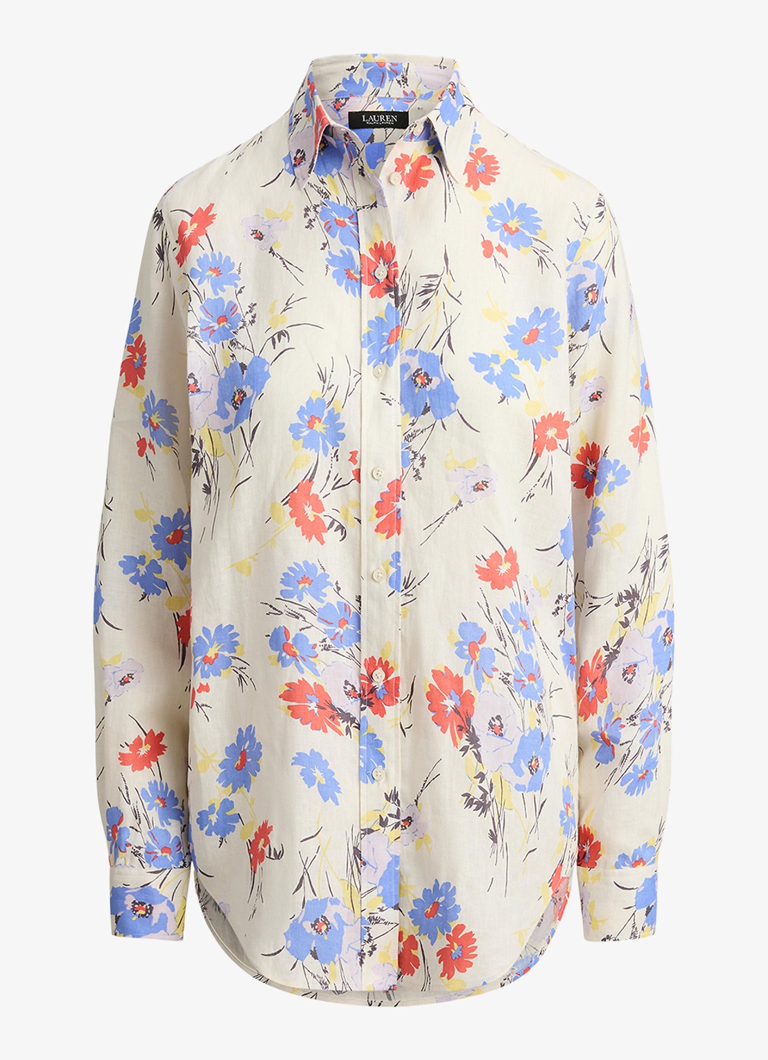 Ralph Lauren Blouse van linnen met bloemenprint - voorkant cream multi / creme