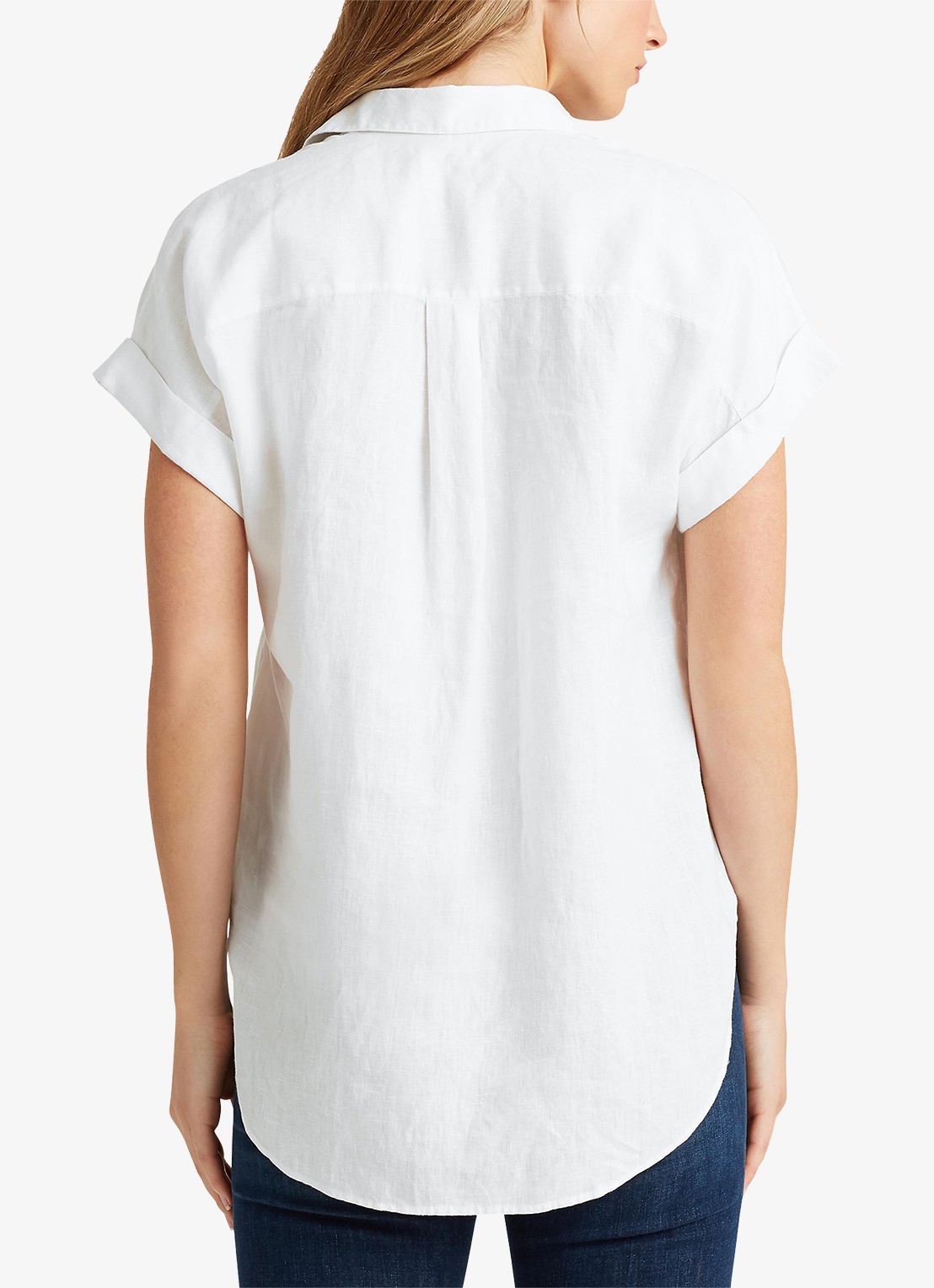 Ralph Lauren Blouse van linnen met korte mouw - achterkant 7 white / wit
