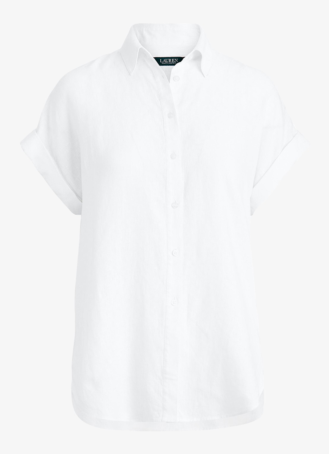Ralph Lauren Blouse van linnen met korte mouw - voorkant 4 white / wit