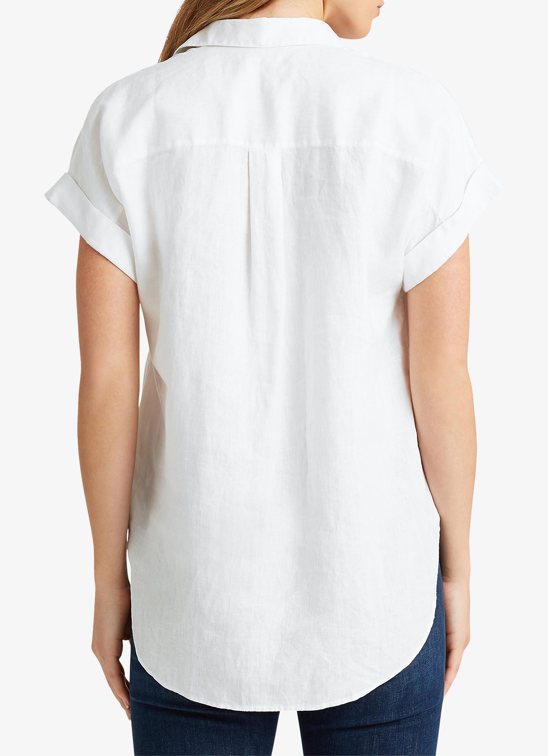 Ralph Lauren Blouse van linnen met korte mouw - achterkant wit