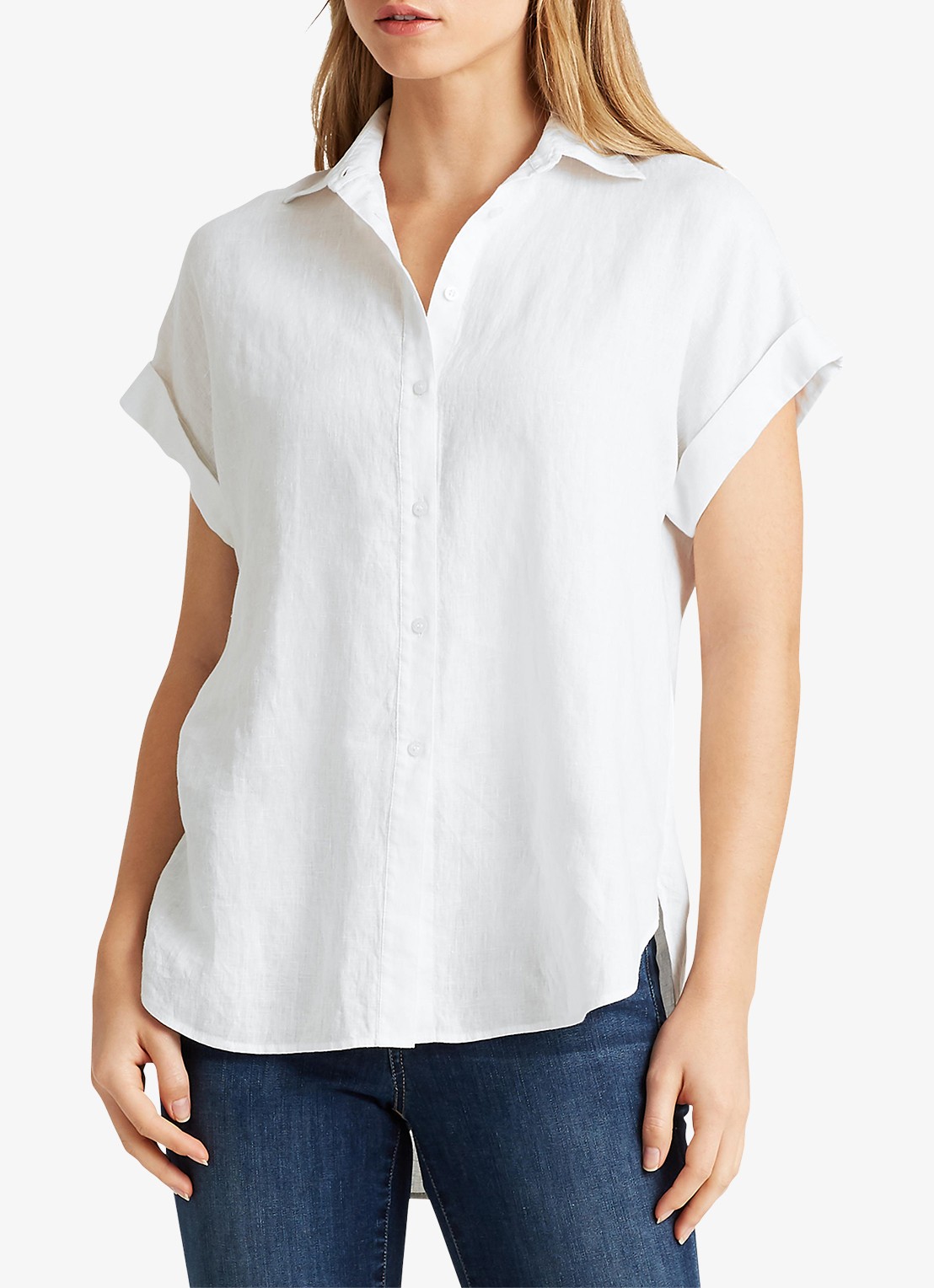 Ralph Lauren Blouse van linnen met korte mouw - detail 2 wit