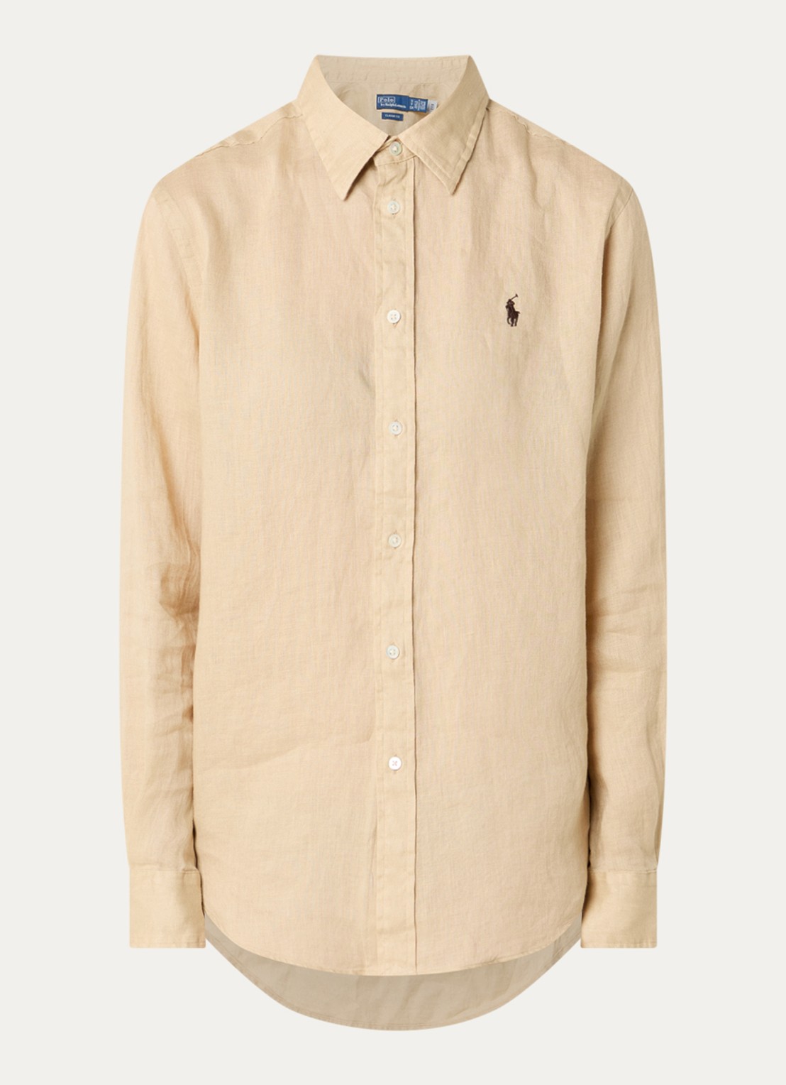 Ralph Lauren Blouse van linnen met logoborduring - voorkant 2 zand