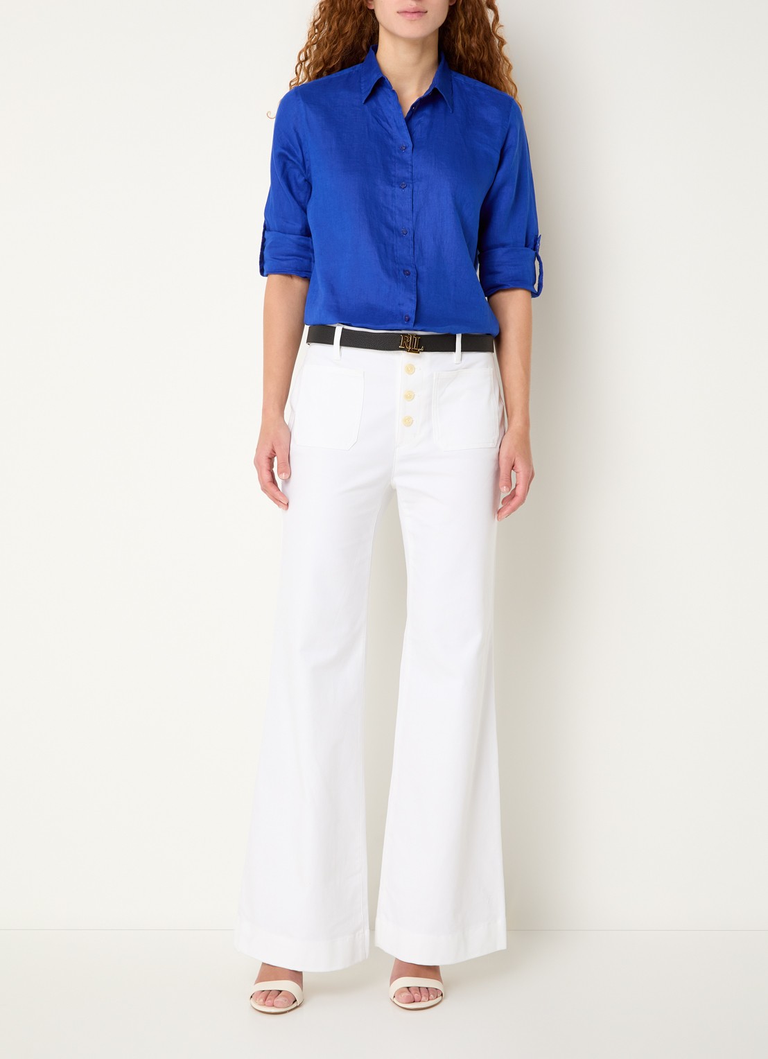 Ralph Lauren Blouse van linnen - voorkant 2 new sapphire / blauw