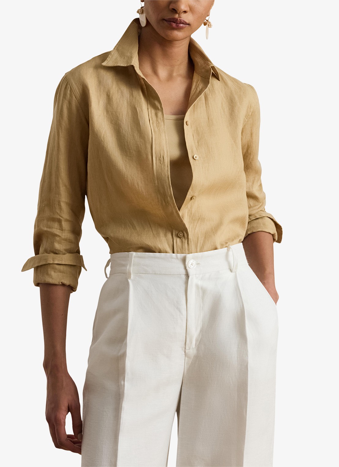 Ralph Lauren Blouse van linnen - detail 4 birch tan / beige