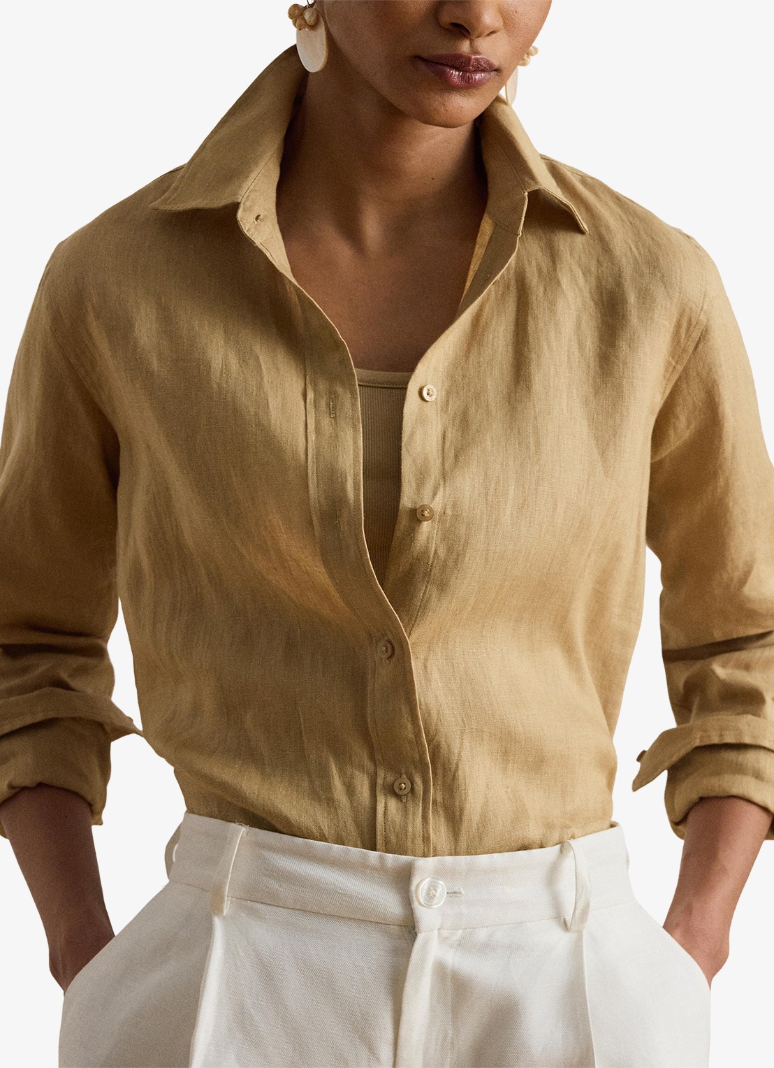Ralph Lauren Blouse van linnen - detail 5 birch tan / beige