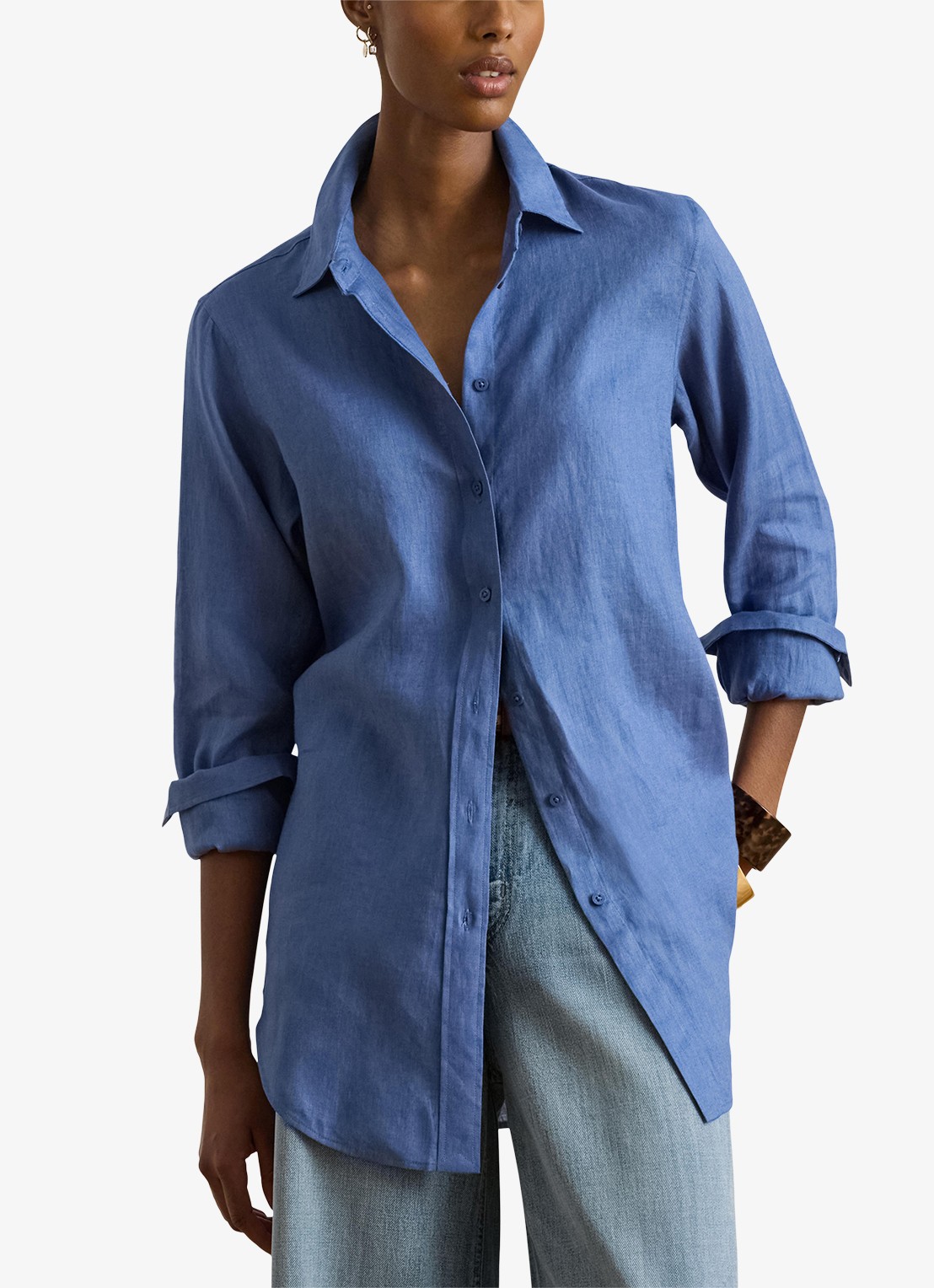 Ralph Lauren Blouse van linnen - detail 4 carson blue / blauw