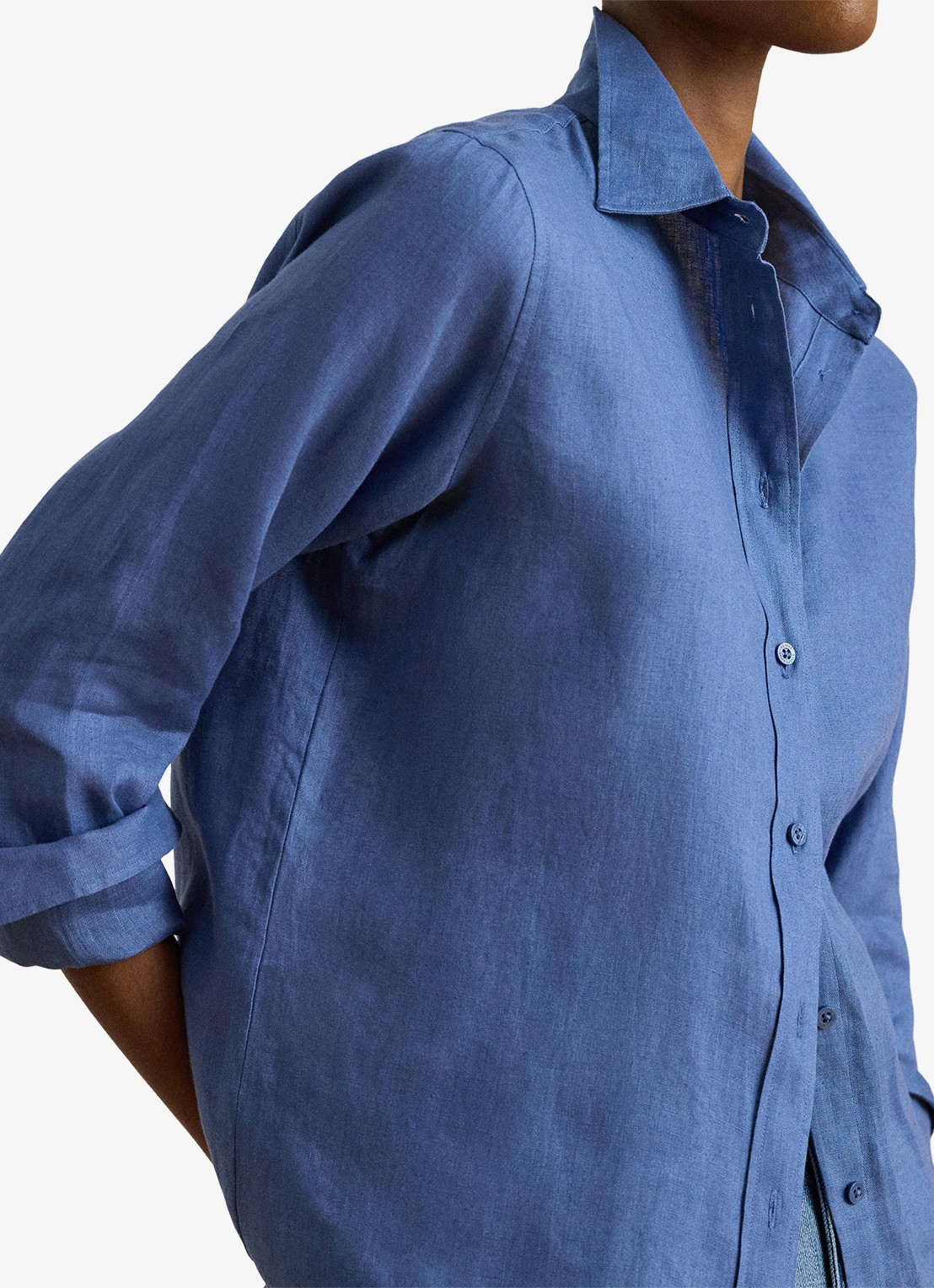 Ralph Lauren Blouse van linnen - detail 5 carson blue / blauw
