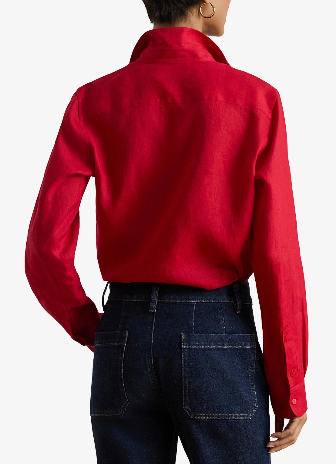 Ralph Lauren Blouse van linnen - achterkant 3 cruise red / rood