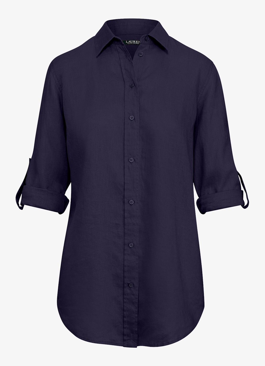 Ralph Lauren Blouse van linnen - voorkant donkerblauw