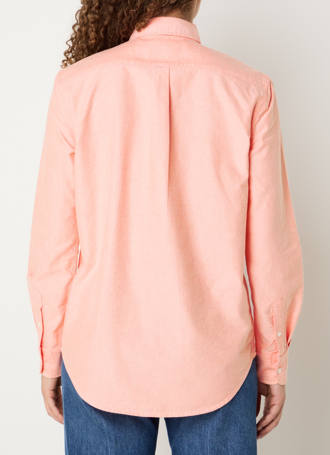 Ralph Lauren Blouse van piqué katoen - achterkant 3 zalmroze