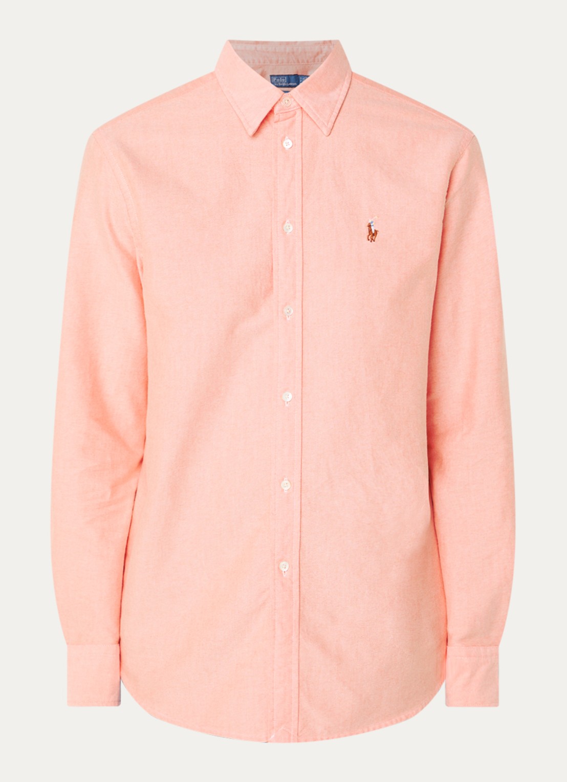 Ralph Lauren Blouse van piqué katoen - voorkant zalmroze