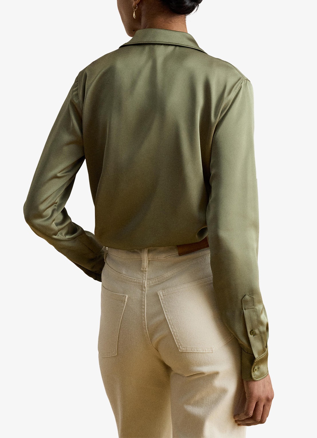 Ralph Lauren Blouse van satijn - achterkant 3 light agave / groen