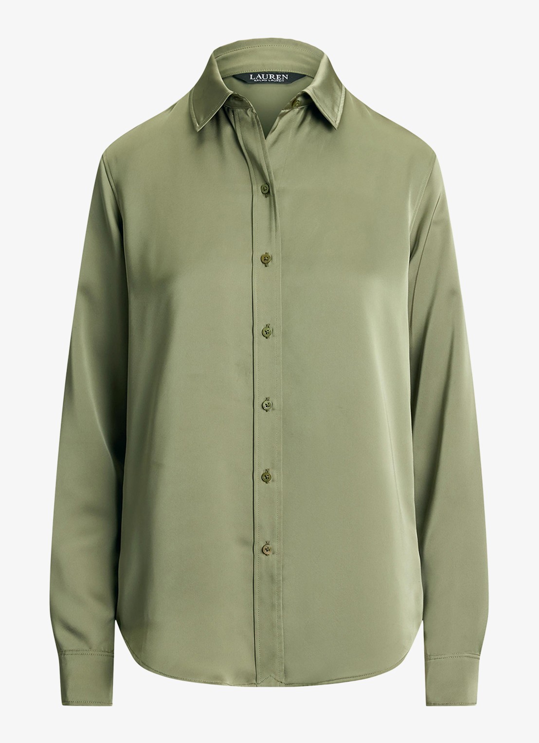 Ralph Lauren Blouse van satijn - voorkant 4 light agave / groen