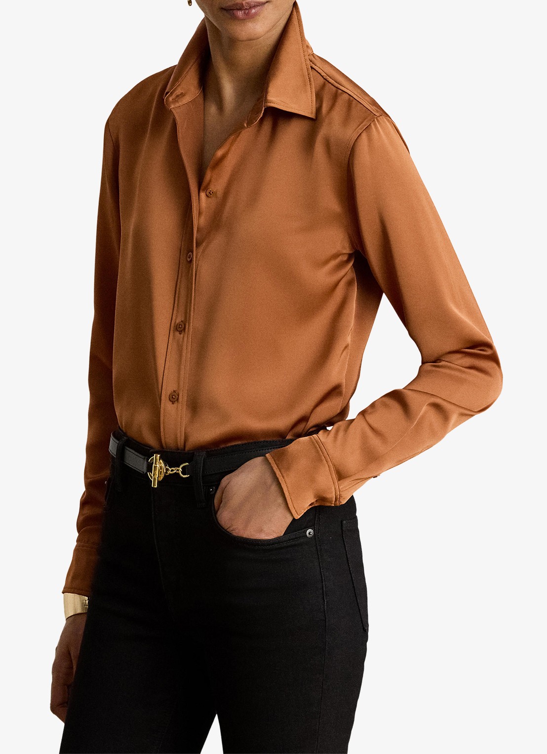 Ralph Lauren Blouse van satijn - detail 4 red terracotta / rood
