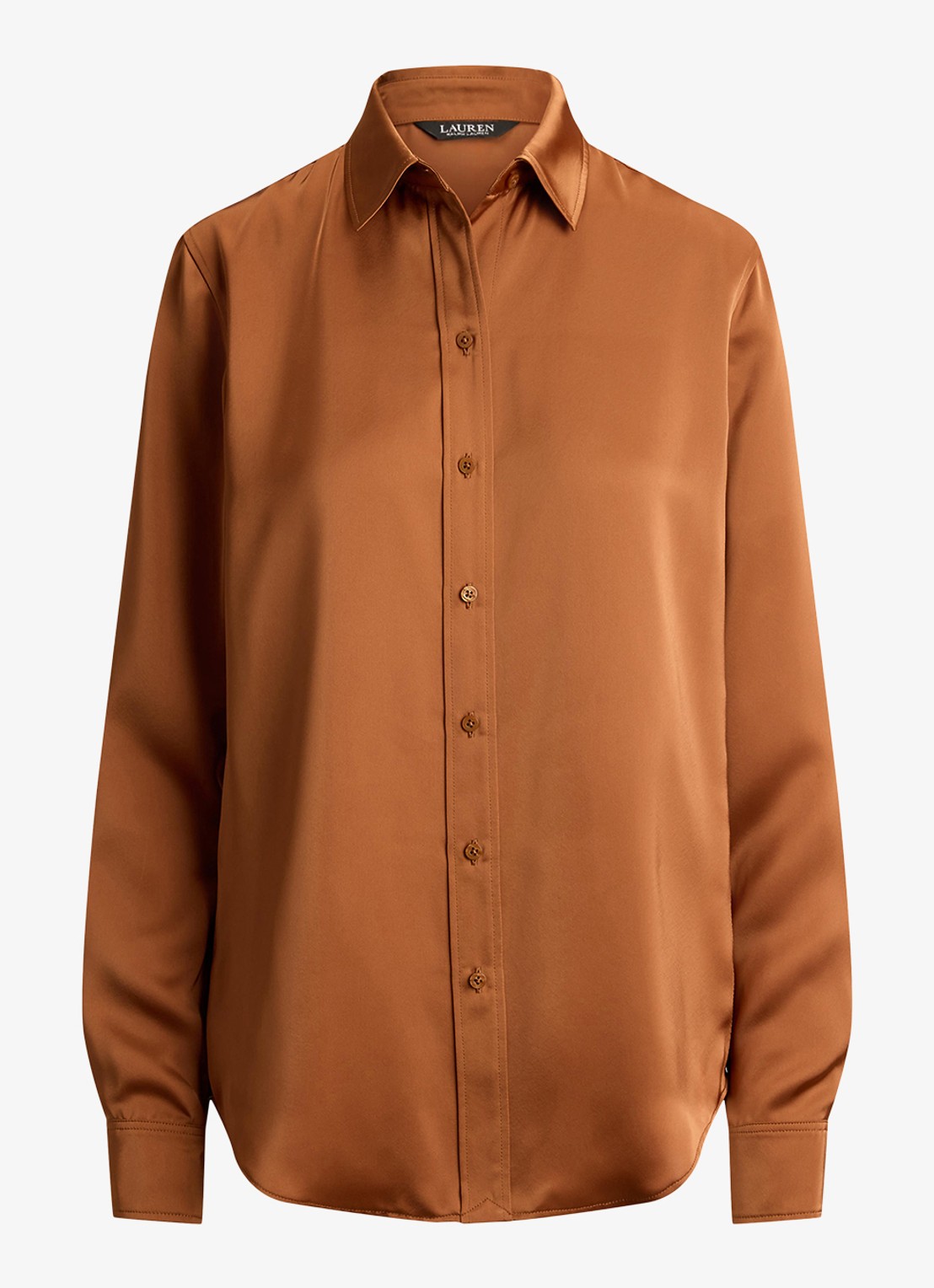 Ralph Lauren Blouse van satijn - voorkant red terracotta / rood