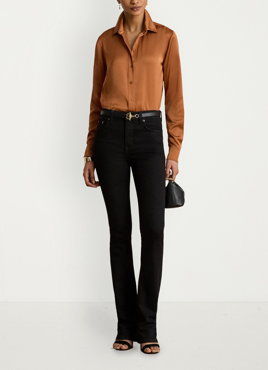 Ralph Lauren Blouse van satijn - voorkant 2 red terracotta / rood