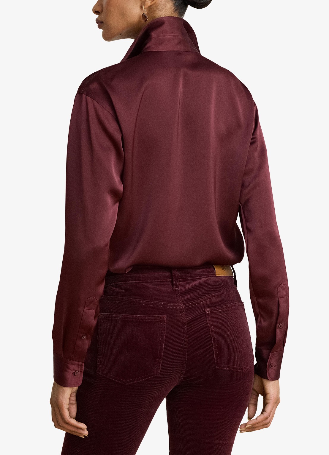 Ralph Lauren Blouse van satijn - achterkant 5 dark garnet / bordeauxrood