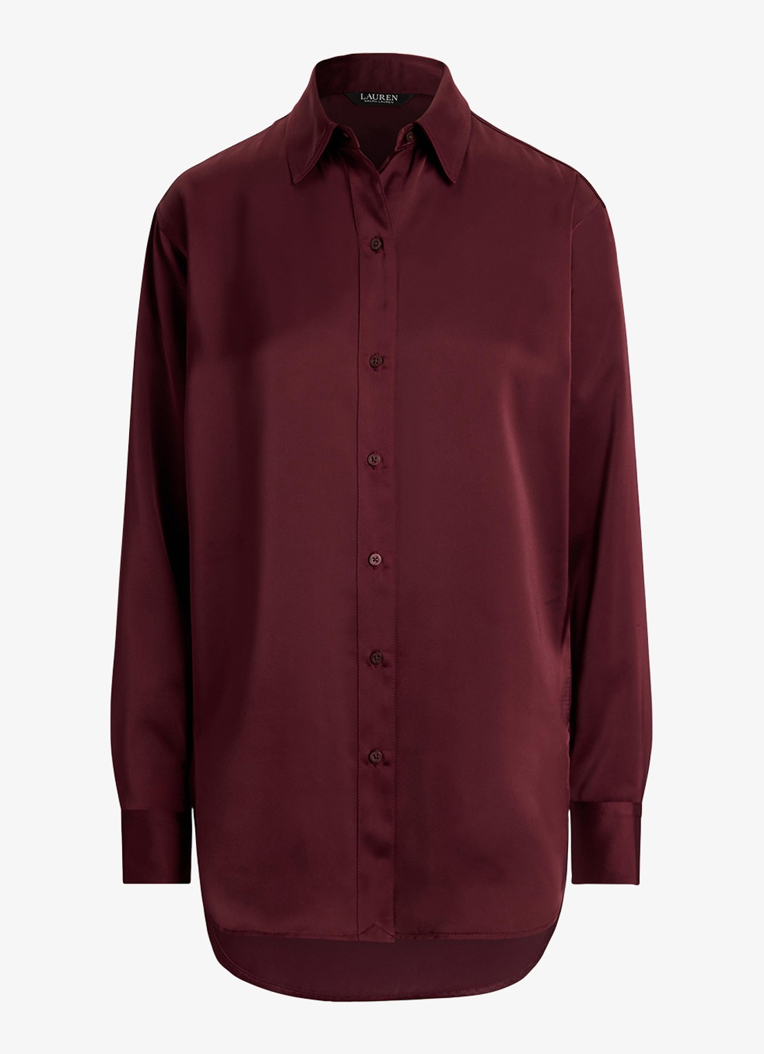 Ralph Lauren Blouse van satijn - voorkant 3 dark garnet / bordeauxrood