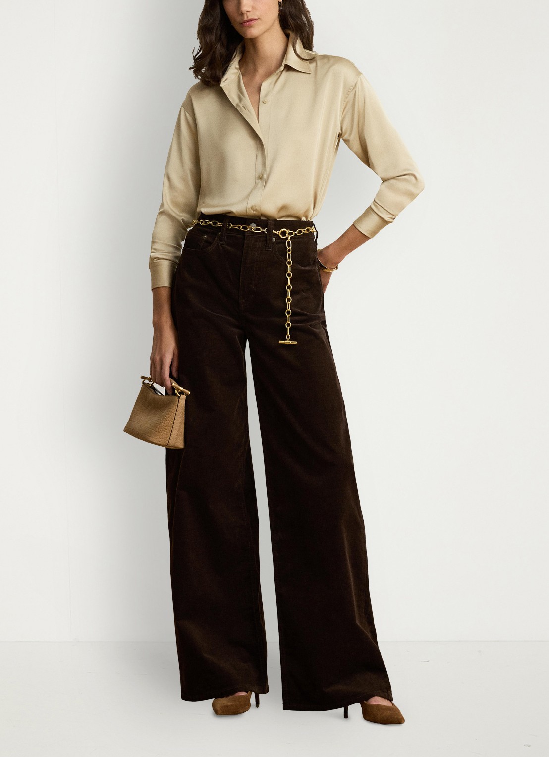 Ralph Lauren Blouse van satijn - detail 2 ranch cream / beige