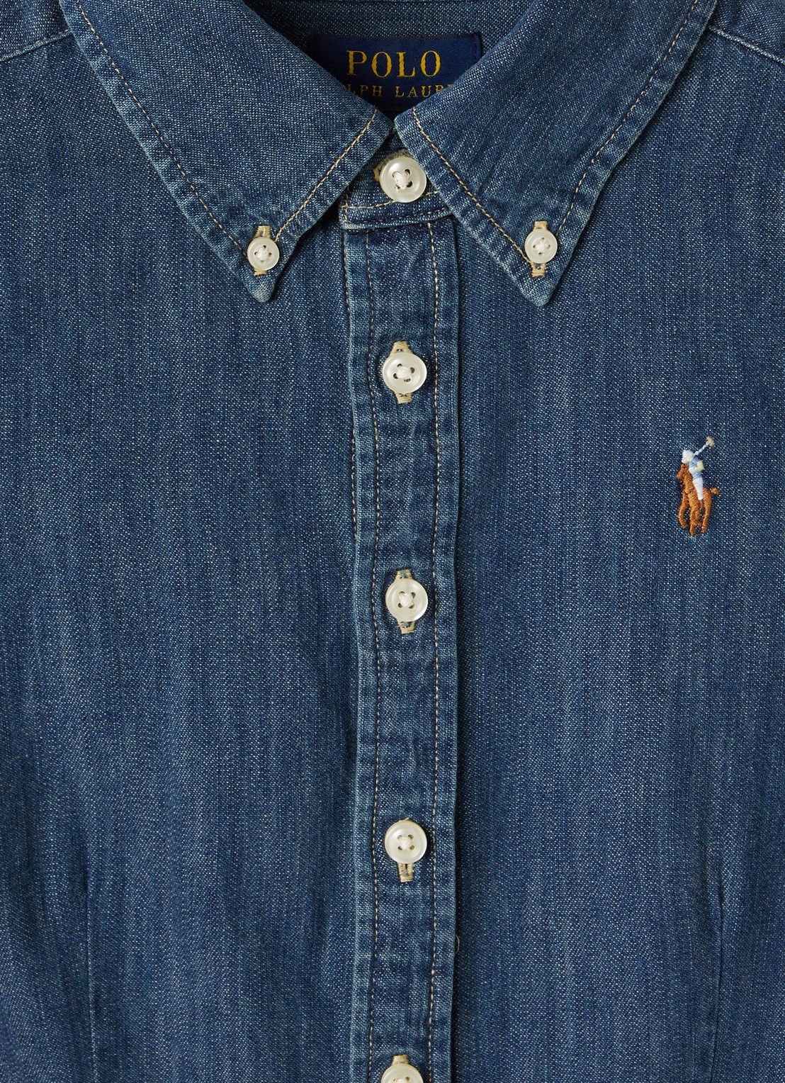 Ralph Lauren Blousejurk van denim met logo - detail 3 indigo